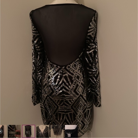 NWT Black Sequin Embellished Dress 6 - Picture 2 of 8